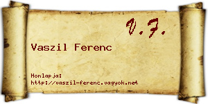 Vaszil Ferenc névjegykártya
