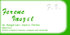 ferenc vaszil business card